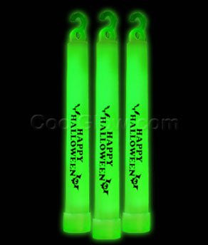 6" Premium Happy Halloween Glow Sticks - Green (25 Pcs)