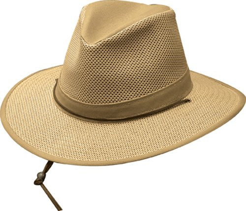 Aussie Breezer: SPF 50+ Fabric, 3 in Brim, Firm Mesh - Khaki, X-Large