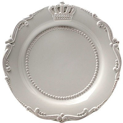 13.5" Dinner Plate with Crown - White, Lot of 2