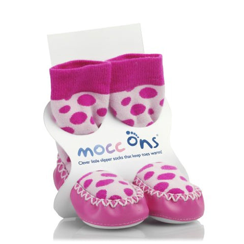  Mocc Ons - Pink Spots, 6-12m    