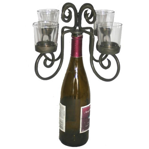 Votive Wine Bottle Candelabra, 4 light 10.5”D x 6.5”H