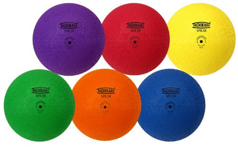 Playground (Outdoor) Rubber Ball Set 8.5", Kelly and Orange and Purple and Royal and Scarlet and Yellow