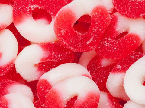 Cherry Red & White Gummi Gummy Rings