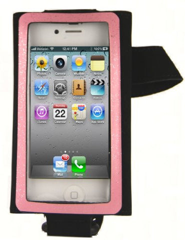 hand/arm band for smaller phones  - right hand - black/pink stripe