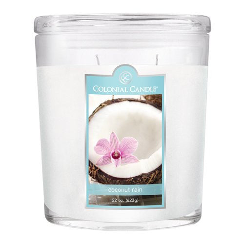Colonial Candle 22-Ounce Scented Oval Jar Candle, Coconut Rain