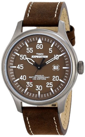 Men's Expedition Military Field Brown Leather Band Watch