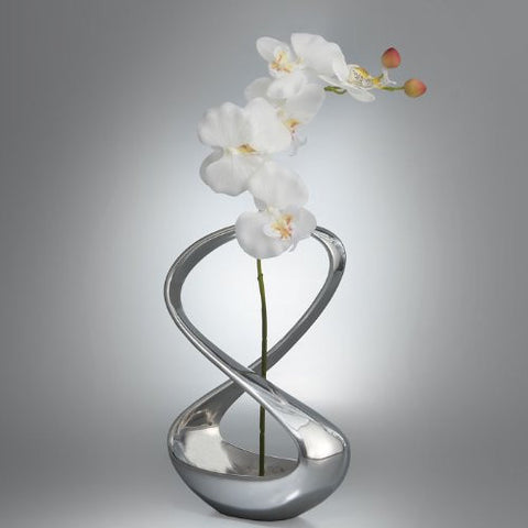 Nambe Infinity Vase with Silk Orchid