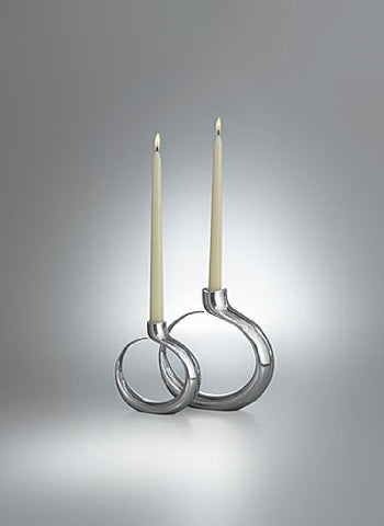 Nambe Globe Candlesticks - 1 Large & 1 Small