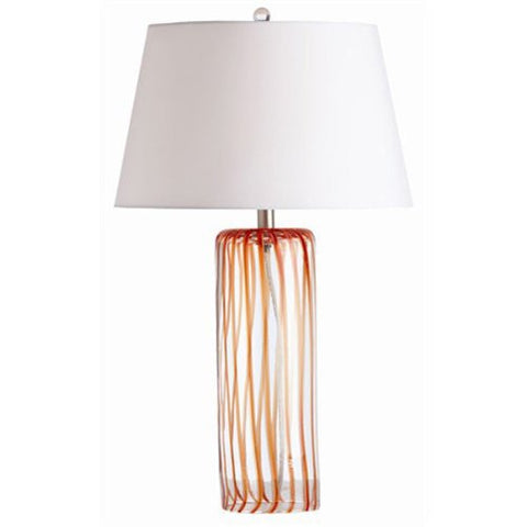 Talia Lamp, Electric Orange/Clear Glass