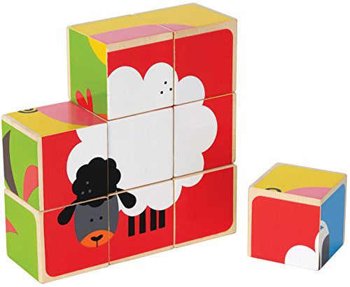 Hape Happy Puzzle - Farm Animals Block Puzzle Toy