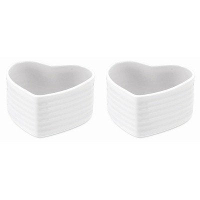 White Heart Shape Bakeware - S/2 Heart Ramekins 4"
