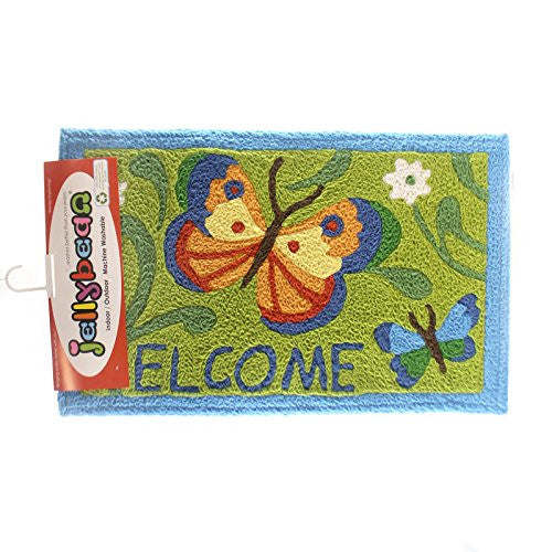 Butterfly Welcome (Green), Jellybean Rug 21" x 33"