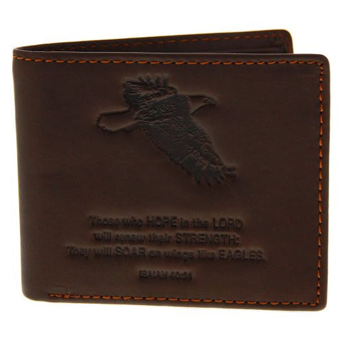 Brown Genuine Leather Wallet - Isaiah 40:31