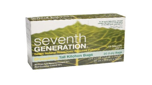 Seventh Generation Drawstrng Kitchen Bag 13 Gal, 20 CT