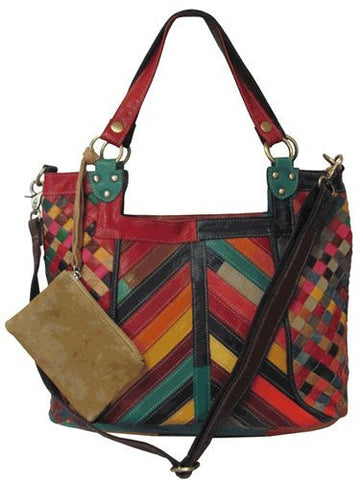 Hazelle Leather Handbag/Shoulder Bag, Rainbow
