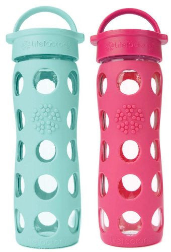 2-Pack Lifefactory 16-Ounce Beverage Bottles- Raspberry and Turquoise