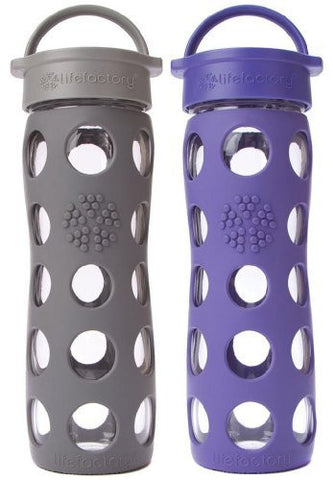2-Pack Lifefactory 16-Ounce Beverage Bottles- Royal Purple and Carbon