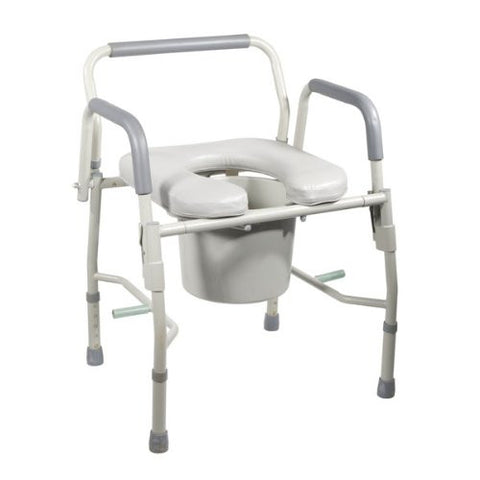 drop-arm commode, padded arms adj height, 2 ea