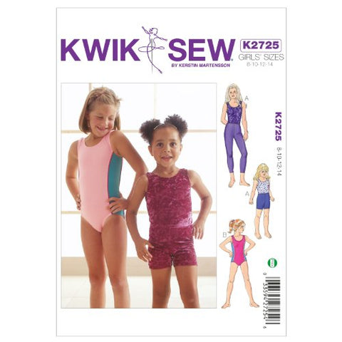 Kwik Sew Pattern - Girls' Leotards, Leggings and Shorts, 8-10-12-14