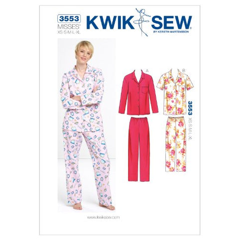 Kwik Sew Pattern - Misses' Button-Down Pajamas, XS-S-M-L-XL