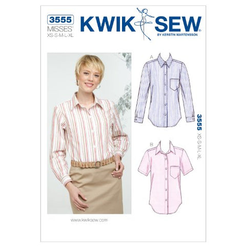 Kwik Sew Pattern - Misses' Button-Down Shirts, XS-S-M-L-XL
