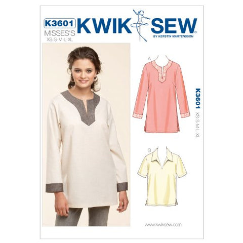 Kwik Sew Pattern - Misses' Pullover Top and Tunic, XS-S-M-L-XL
