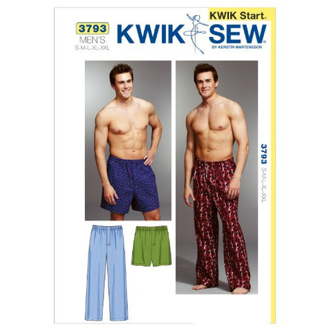 Kwik Sew Pattern - Men's Sleep Pants and Shorts, S-M-L-XL-XXL