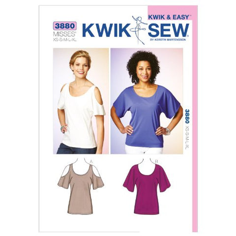 Kwik Sew Pattern - Misses' Scoop-Neck Tops, XS-S-M-L-XL