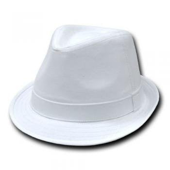 DECKY Basic Poly Woven Fedora Hats (White / White / Small/Medium)