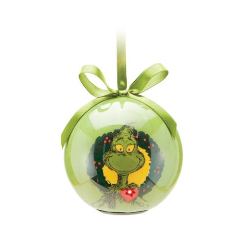 Dr. Seuss "The Grinch" Ball Ornament with LED Light, 3" x 3" x 3"