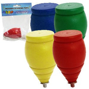 CLASSIC TROMPO WOODEN wood SPINNING TOP SIZE 3" - 1 unit per purchase color sent at random