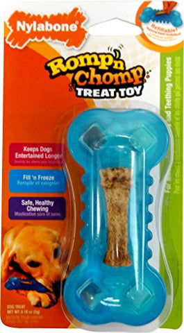 Nylabone Romp 'N Chomp Petit Chicken Flavored Freezer Bone Dog Treat and Chew Toy