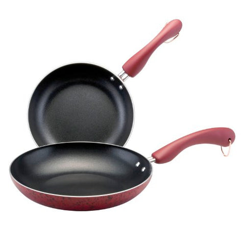 Paula Deen Signature Porcelain Nonstick 8-Inch and 10-Inch Skillet Twin Pack (Color: Speckle Red)