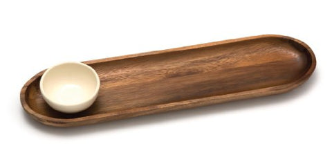 Lipper International Acacia 16 x 4 in. Bread Board with Ceramic Bowl (Material Type: Hardwood)