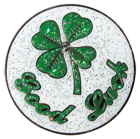 Navika Good Luck 4-Leaf Clover Glitzy Ball Marker with Hat Clip