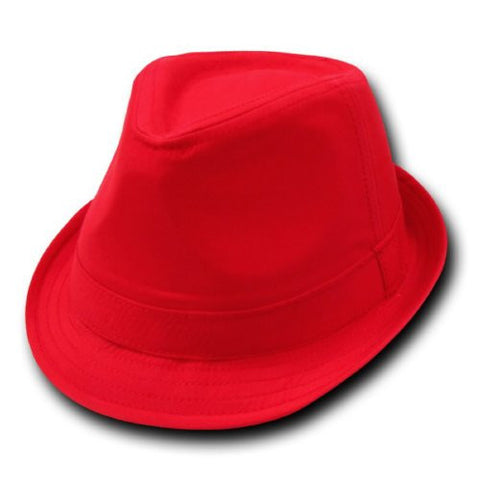 DECKY Basic Poly Woven Fedora Hats (Red / Red / Small/Medium)