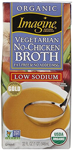 Broths & Stocks, Low Sodium, Aseptic No-Chicken Broth LS At least 95% Organic - 12/32 OZ