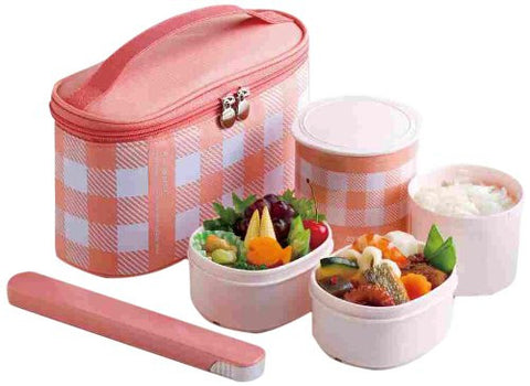 Mini Bento Stainless Lunch Jar - Coral Pink, Main Bowl 7.0 oz. / 2.0 Side Bowls 7.0 oz.