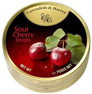 5.3oz Tin-Cavendish & Harvey Sour Cherry Drops (Pack of 12)