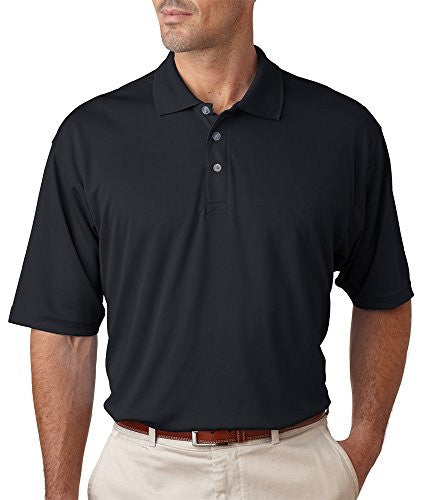 UltraClub Men's UC Performance Polo Shirt (Black / Medium)