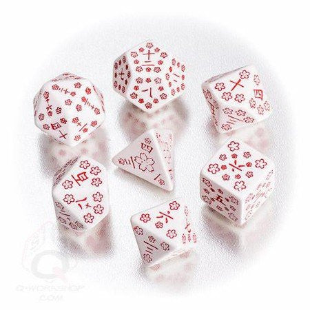 White & red Japanese Dice (set of 7)