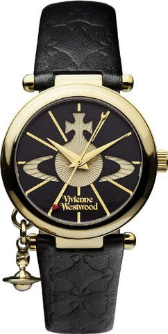 Vivienne Westwood Ladies Orb II Black Leather Strap Watch