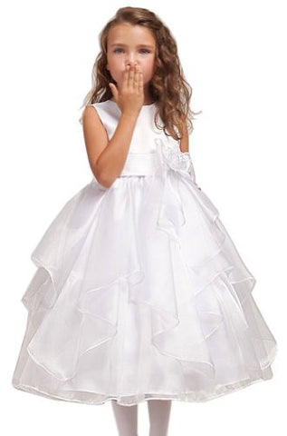 Flower Girl Pageant Dress - White, Size 8