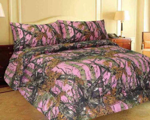 Pink Woodland Camo 3 Piece Sheet and Pillowcase Set - Twin -