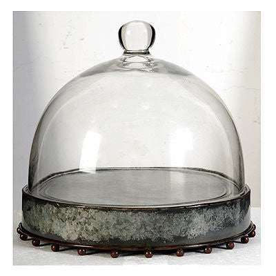 8.5x7.5" Metal Plate with Glass Dome