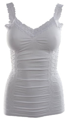 Corset Look Lace Cami Top, White - One Size