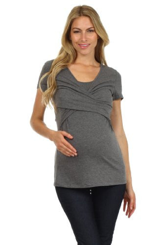 Julia Crossover Nursing Top - Grey, Medium