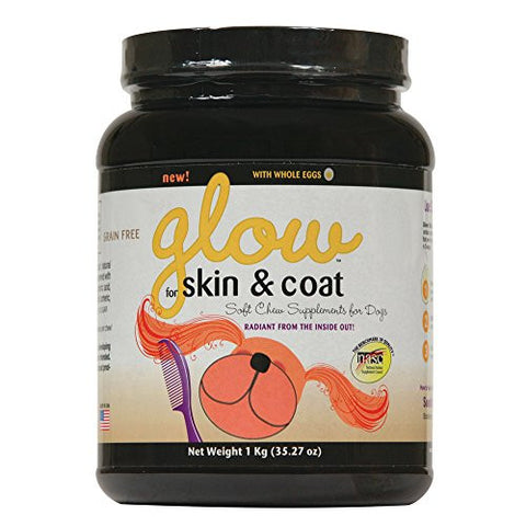 GLOW skin & coat soft chew supplement for dogs - 1Kg jar