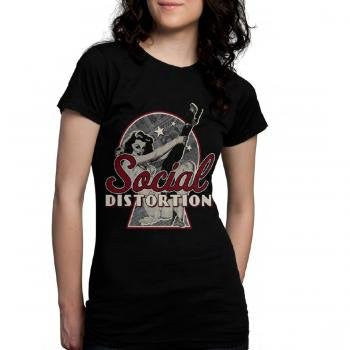 Social Distortion Newspaper Pin-up Tunic Girlie T-Shirt Size M