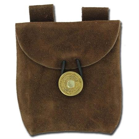 Medieval Renaissance Leather Brown Suede Pouch